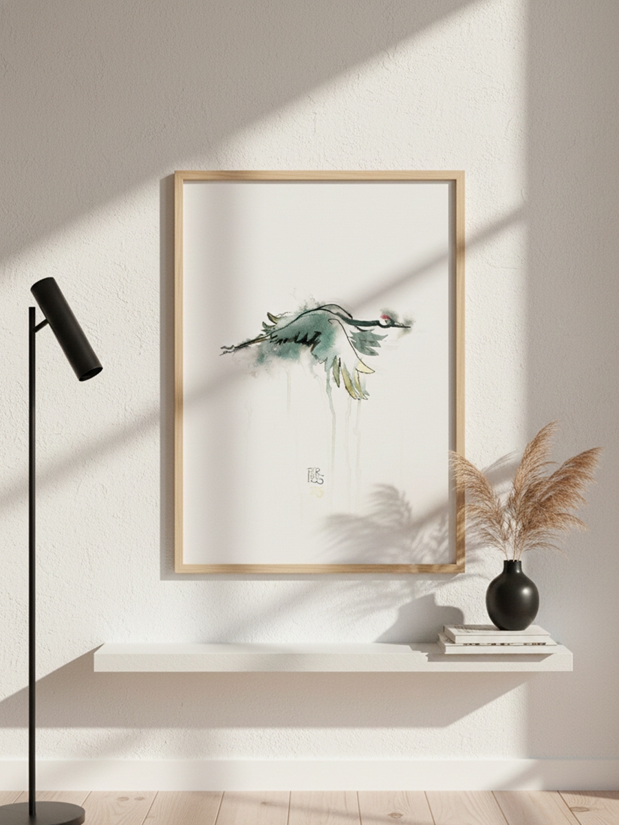 Grulla en vuelo. Colección Siluetas